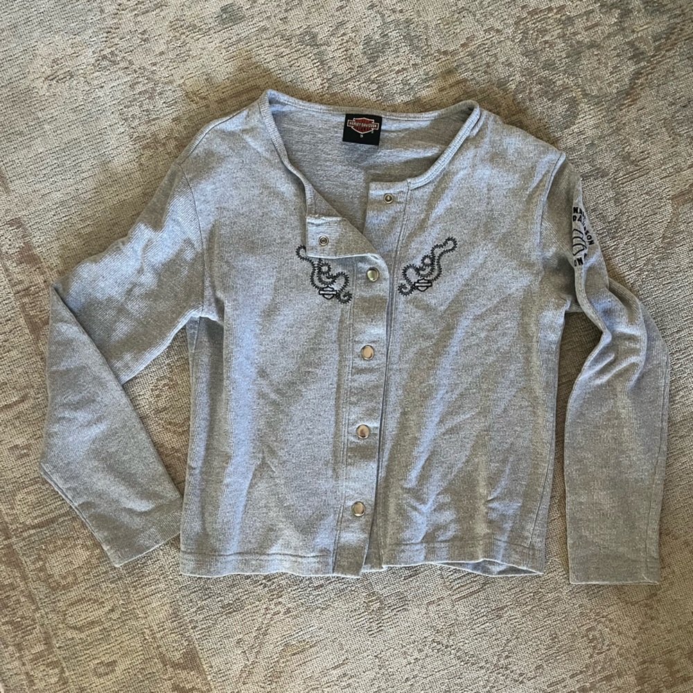 Harley-Davidson Gray Top with Black Embroidery